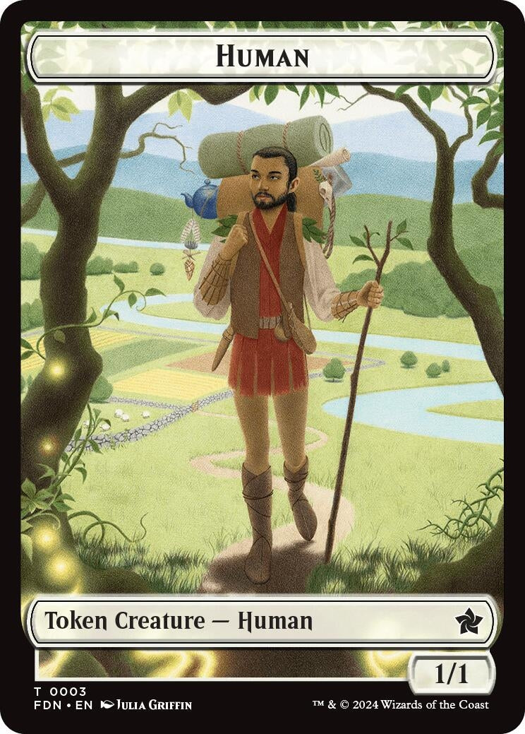 Human // Knight Double-Sided Token (3 // 4) (FDN)